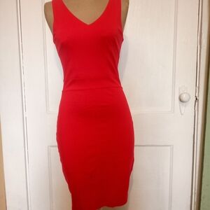 Elegant Scarlet V-Neck Mini Dress
